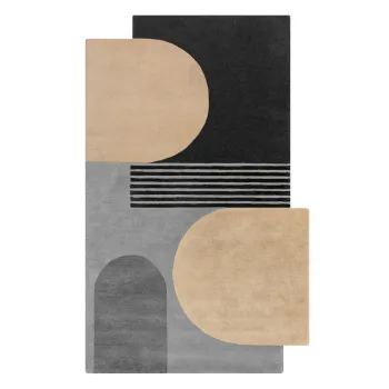 Covor negru/gri tesut manual din lana 120x180 cm Lozenge Monochrome - Flair Rugs imagine