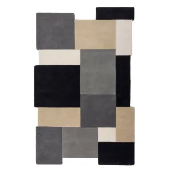 Covor negru/gri tesut manual din lana 150x240 cm Collage Monochrome - Flair Rugs imagine