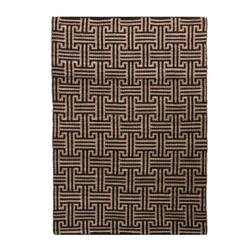 Covor negru-in culoare naturala tesut manual din amestec de iuta 200x290 cm Meander Jute - Flair Rugs imagine
