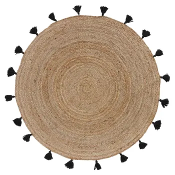 Covor negru-natural rotund o 120 cm Shira - douceur d'interieur imagine