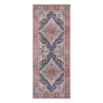 Covor Nouristan Sylla, 80 x 200 cm, rosu - albastru inchis imagine