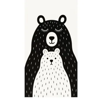 Covor pentru copii alb-negru lavabil 100x160 cm Bear Family v2 - Vitaus imagine