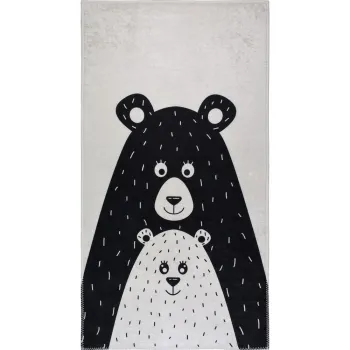 Covor pentru copii alb-negru lavabil 120x180 cm Bear Family - Vitaus imagine