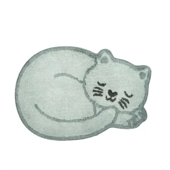 Covor pentru copii albastru deschis din bumbac 43x60 cm Sleeping Cat - Sass & Belle imagine