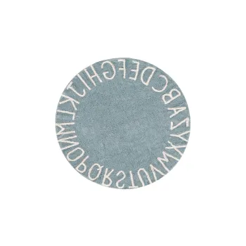 Covor pentru copii albastru deschis lavabil/tesut manual din bumbac o150 cm ABC Vintage Blue - Lorena Canals imagine