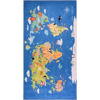 Covor pentru copii albastru lavabil 120x180 cm Animal Atlas - Vitaus imagine