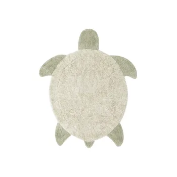 Covor pentru copii bej lavabil/tesut manual din bumbac 110x130 cm Sea Turtle - Lorena Canals imagine