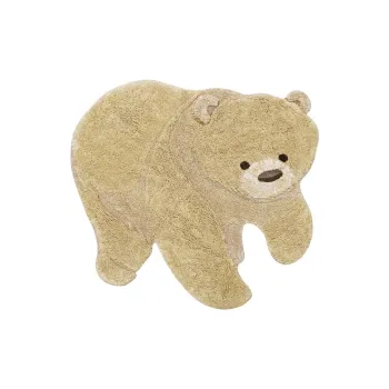 Covor pentru copii bej lavabil/tesut manual din bumbac 120x122 cm Bear - Lorena Canals imagine