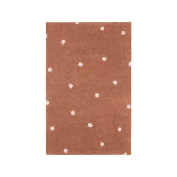 Covor pentru copii caramiziu lavabil/tesut manual din bumbac 100x150 cm Mini Dot Chestnut - Lorena Canals imagine