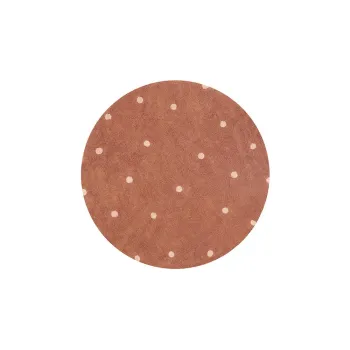 Covor pentru copii caramiziu lavabil/tesut manual din bumbac o140 cm Round Dot Chestnut - Lorena Canals imagine