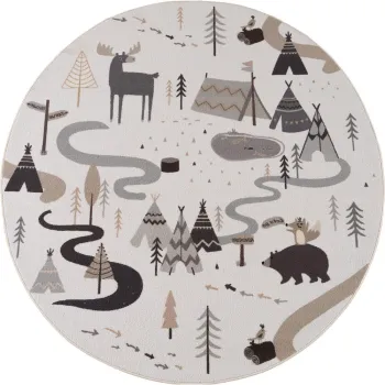 Covor pentru copii crem lavabil A,120 cm Coco 1135 aEURAyyildiz Carpets imagine