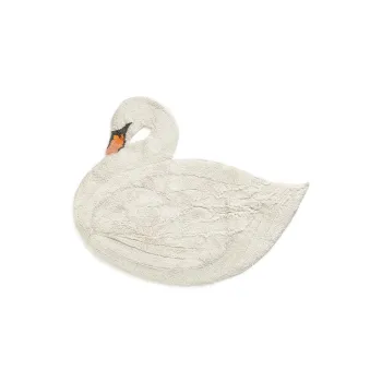 Covor pentru copii crem lavabil/tesut manual din bumbac 100x120 cm Swan - Lorena Canals imagine
