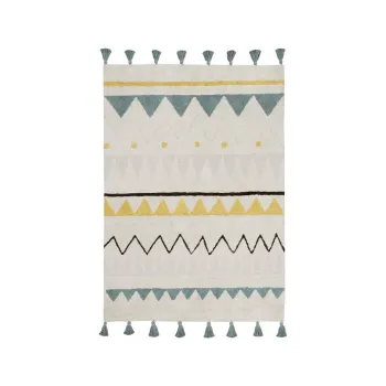 Covor pentru copii crem lavabil/tesut manual din bumbac 140x200 cm Azteca Vintage Blue - Lorena Canals imagine