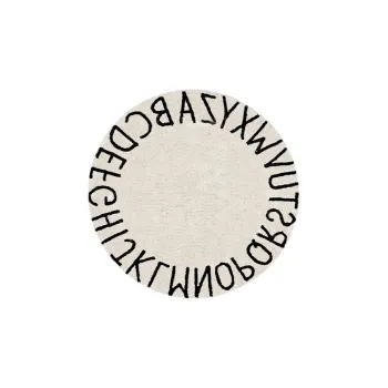 Covor pentru copii crem lavabil/tesut manual din bumbac o150 cm ABC Natural Black - Lorena Canals imagine