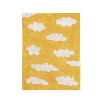 Covor pentru copii galben mustar lavabil/tesut manual din bumbac 120x160 cm Clouds Mustard - Lorena Canals imagine