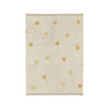 Covor pentru copii galben ocru/crem lavabil/tesut manual din bumbac 120x160 cm Hippy Dots Honey - Lorena Canals imagine