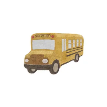 Covor pentru copii galben ocru lavabil/tesut manual din bumbac 90x130 cm School Bus - Lorena Canals imagine