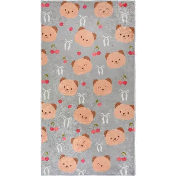Covor pentru copii gri-maro lavabil 80x150 cm Cute Teddies - Vitaus imagine