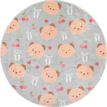 Covor pentru copii gri-maro lavabil o100 cm Cute Teddies - Vitaus imagine