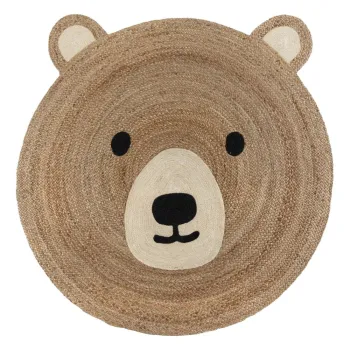 Covor pentru copii in culoare naturala din iuta 100x100 cm Bertie Bear - Flair Rugs imagine
