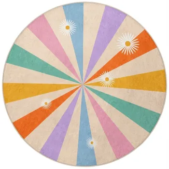 Covor pentru copii lavabil o120 cm Rainbow Daisy - Mila Home imagine