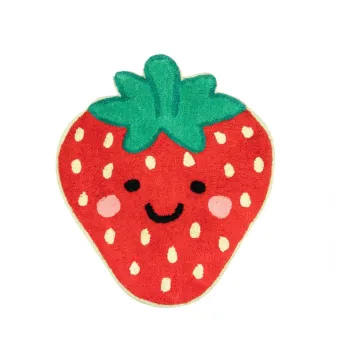 Covor pentru copii rosu din bumbac 60x52 cm Strawberry - Sass & Belle imagine