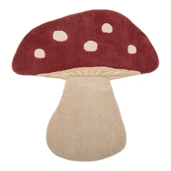 Covor pentru copii rosu din lana 85x90 cm Mushroom - Bloomingville Mini imagine