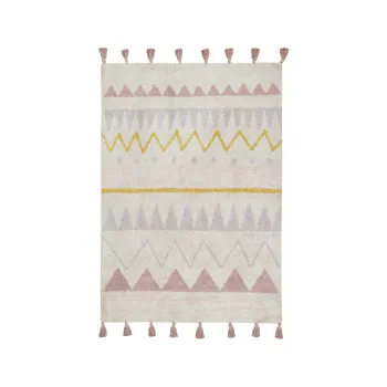 Covor pentru copii roz/crem lavabil/tesut manual din bumbac 120x160 cm Azteca Vintage Nude - Lorena Canals imagine