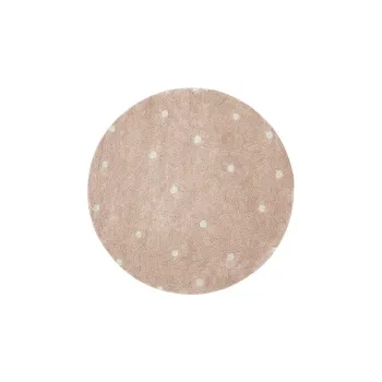 Covor pentru copii roz deschis lavabil/tesut manual din bumbac o140 cm Round Dot Rose - Lorena Canals imagine