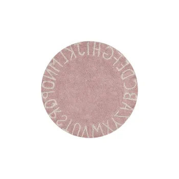 Covor pentru copii roz deschis lavabil/tesut manual din bumbac o150 cm ABC Vintage Nude - Lorena Canals imagine