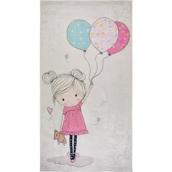 Covor pentru copii roz-fildes lavabil 100x160 cm Girl & Baloons - Vitaus imagine