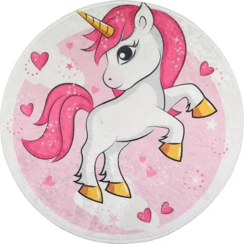 Covor pentru copii roz lavabil o100 cm Pink Unicorn - Vitaus imagine