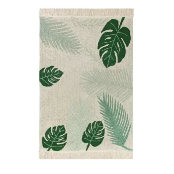 Covor pentru copii verde/crem lavabil/tesut manual din bumbac 140x200 cm Tropical Green - Lorena Canals imagine