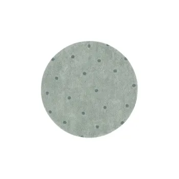 Covor pentru copii verde deschis lavabil/tesut manual din bumbac o140 cm Round Dot Blue Sage - Lorena Canals imagine