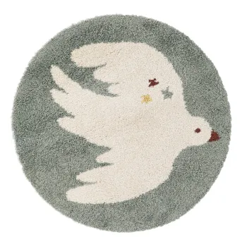 Covor pentru copii verde deschis o120 cm Bohemian Bird Aqua - Nattiot imagine