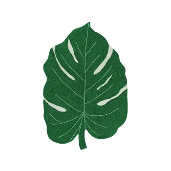 Covor pentru copii verde inchis lavabil/tesut manual din bumbac 120x180 cm Monstera Leaf - Lorena Canals imagine
