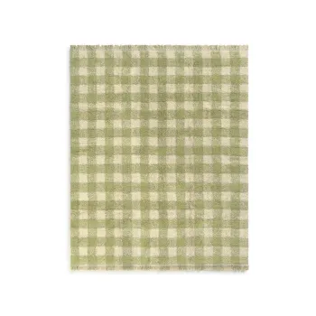 Covor pentru copii verde lavabil/tesut manual din bumbac 90x120 cm Vichy - Lorena Canals imagine