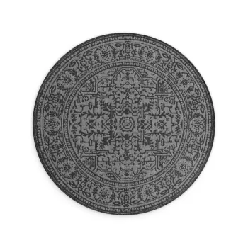 Covor pentru exterior si interior alb-negru rotund o 160 cm Duet Kona - NORTHRUGS imagine