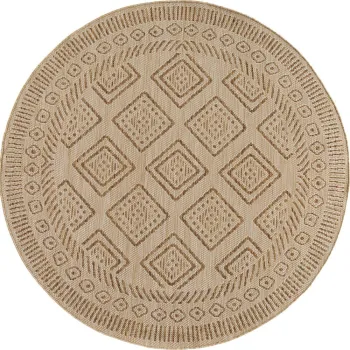 Covor pentru exterior si interior bej rotund o 80 cm Mira 1452 - Ayyildiz Carpets imagine