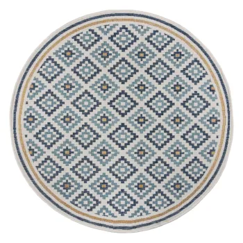 Covor pentru exterior si interior galben/albastru rotund o 160 cm Zia Trellis - Flair Rugs imagine