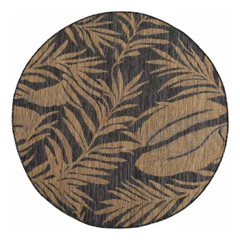 Covor pentru exterior si interior negru/maro rotund o 160 cm Mira 1451 - Ayyildiz Carpets imagine