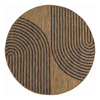 Covor pentru exterior si interior negru/maro rotund o 80 cm Mira 1453 - Ayyildiz Carpets imagine