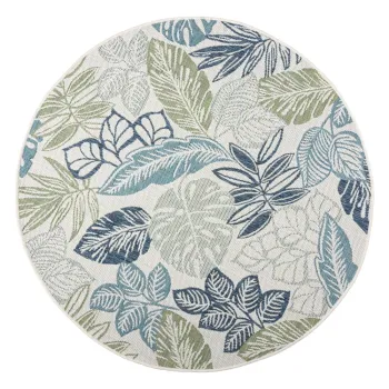 Covor pentru exterior si interior verde/albastru rotund o 160 cm Bella Leaf - Flair Rugs imagine