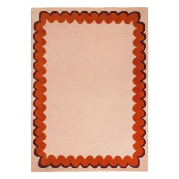 Covor portocaliu/in culoare naturala tesut manual din lana 200x290 cm Wiggle Wool - Flair Rugs imagine