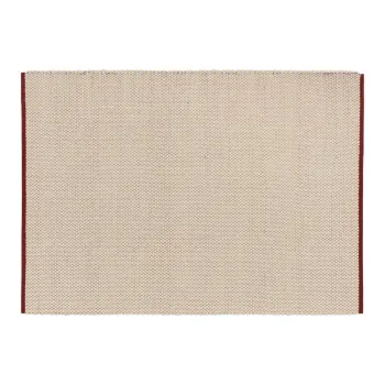 Covor rosu/bej tesut manual din lana 140x200 cm Lenu - noo.ma imagine
