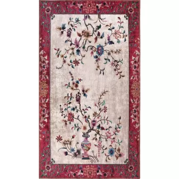 Covor rosu/crem lavabil 80x50 cm - Vitaus imagine