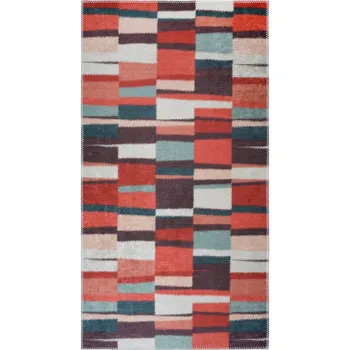 Covor rosu lavabil 80x150 cm Blocks of Fun - Vitaus imagine