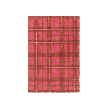 Covor rosu lavabil/tesut manual din bumbac 140x190 cm Tartan Vintage Red - Lorena Canals imagine