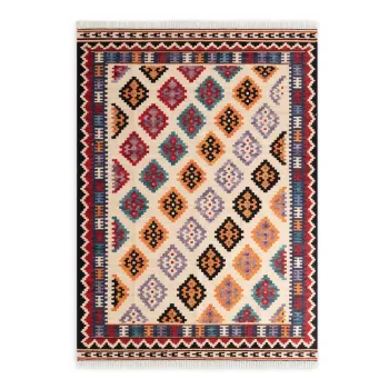 Covor rosu reversibil, tesut manual din lana 120x170 cm Kamal Kian - Nouristan imagine