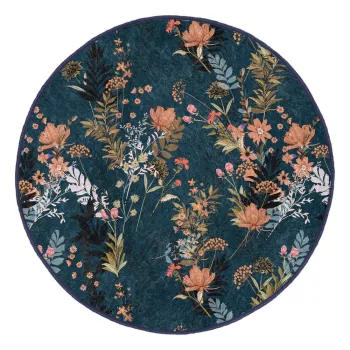 Covor rotund albastru inchis lavabil adecvat si pentru aspiratoare robot o 100 cm Comfort - Mila Home imagine